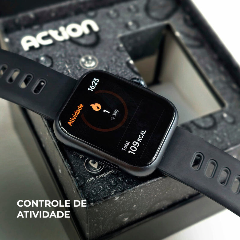 ACTION WEARZONE | Smartwatch Esportivo | A PROVA D'ÁGUA, GPS integrado e 7 Dias de Bateria